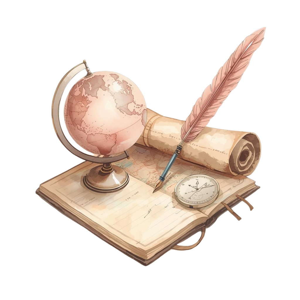 ピンクの旅シリーズ|水彩風クリップアートセット(全12点・PNG透過)