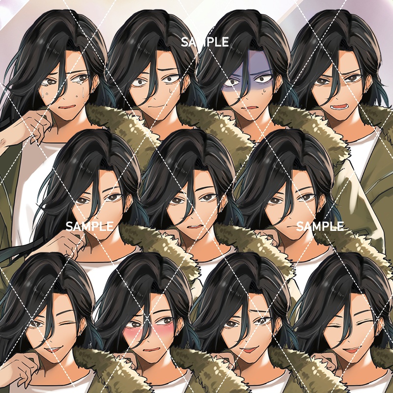 【表情差分11種】男性全身立ち絵#B87【長髪黒髪・探偵・カジュアル・情報屋・スパイ・上司】