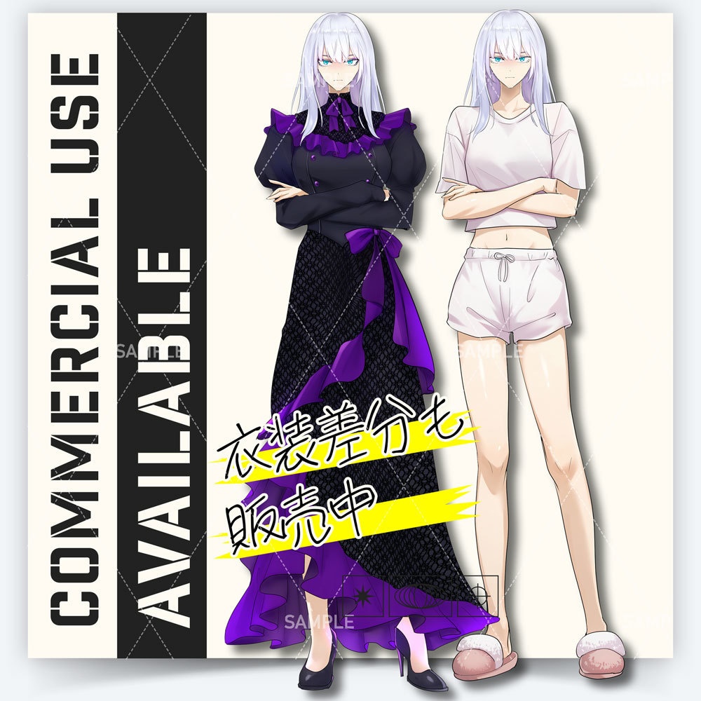 【表情差分11種】女性全身立ち絵 #R49