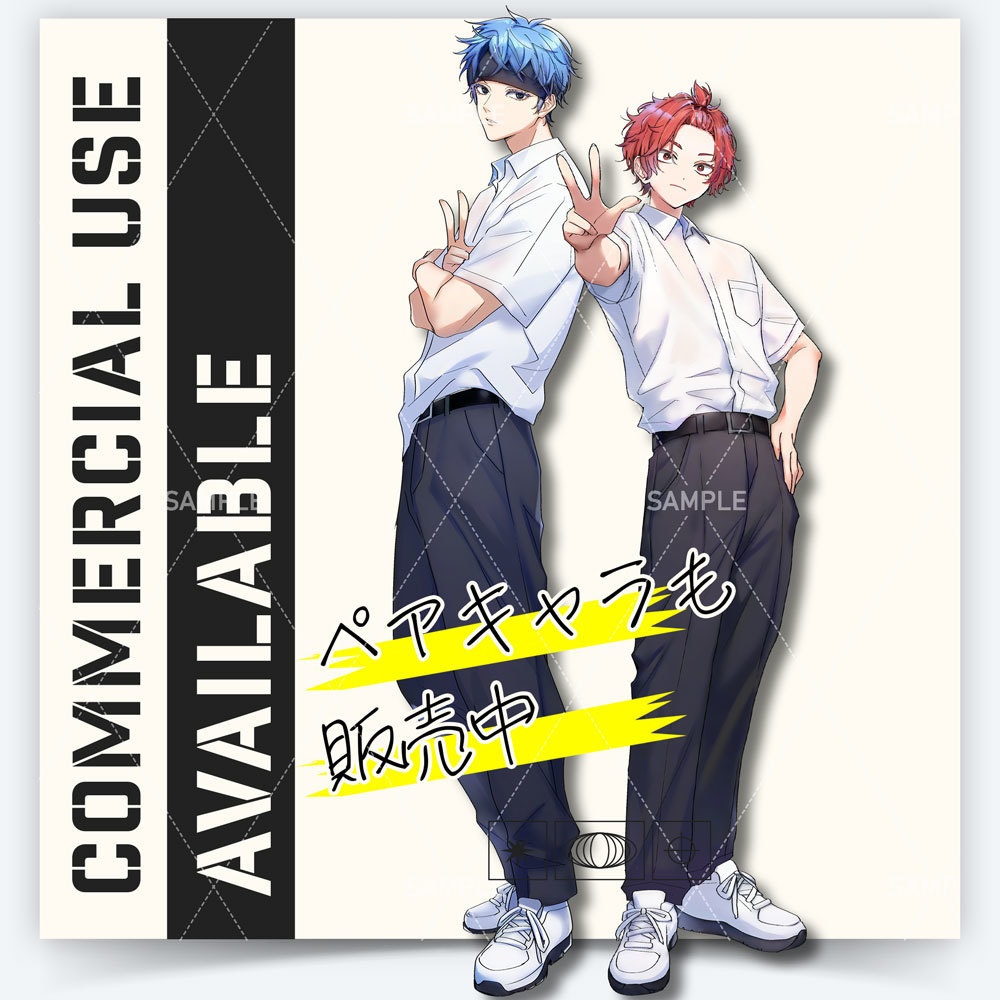 【表情差分11種】男性全身立ち絵 #M21