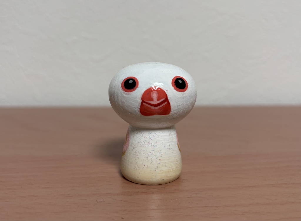ペグ人形　白文鳥（羽根ピンク）