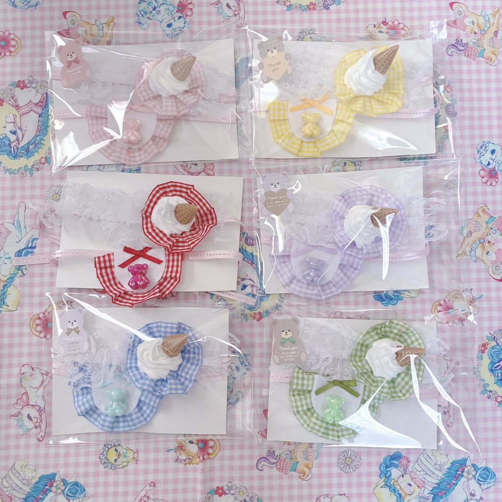 ソフトクリームヘッドドレスとくまちゃんスタイセット