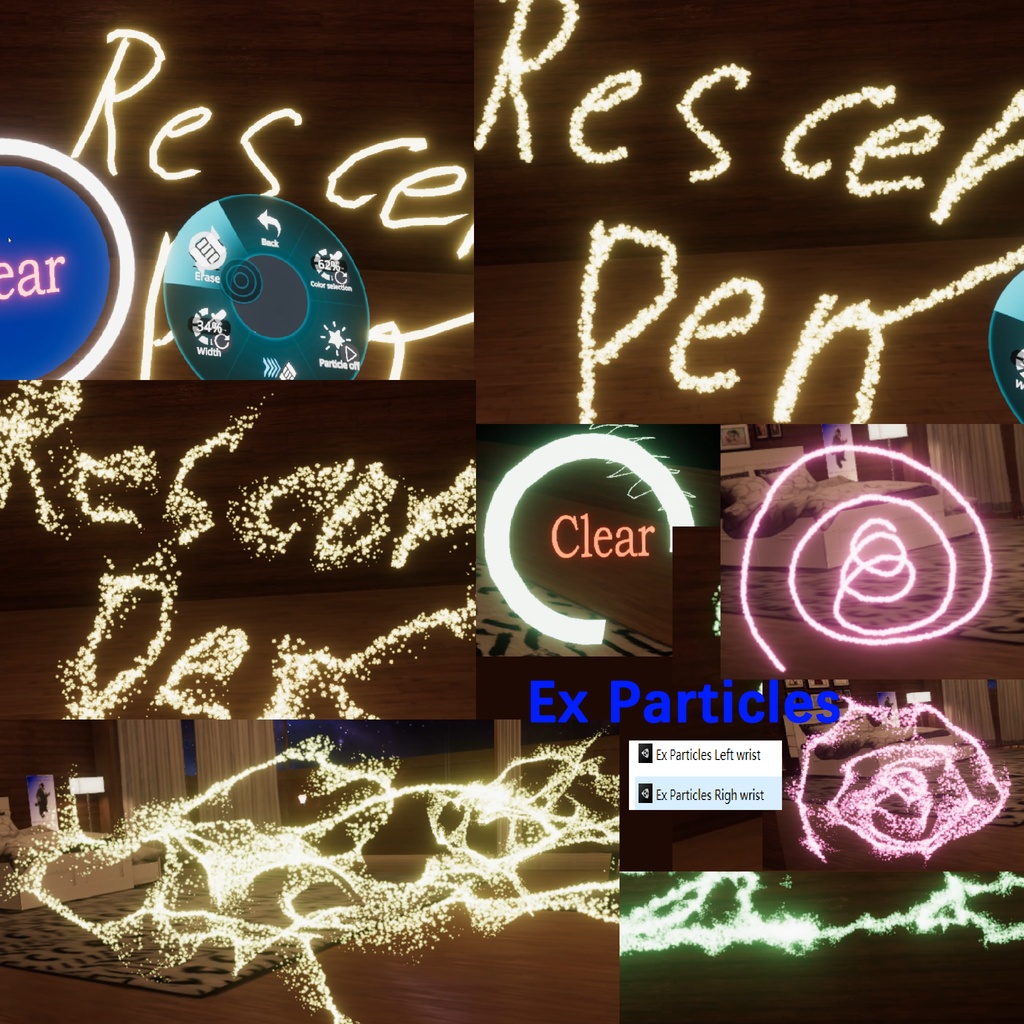 消えた粒子ペン(動画及び低性能消耗)Pen(rescery) Ver.1.17 VRChat適用 VRChat利用 デスクトップモードとVRモードが利用可能