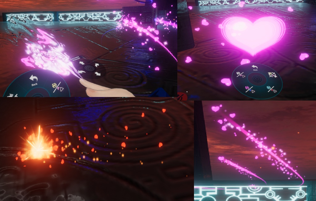 Shoot particle(rescery) Ver.1.02(controllable)シューティングパーティクル バレットタイム ラブパーティクルシステム群と壊れたジオメトリ VRChat利用