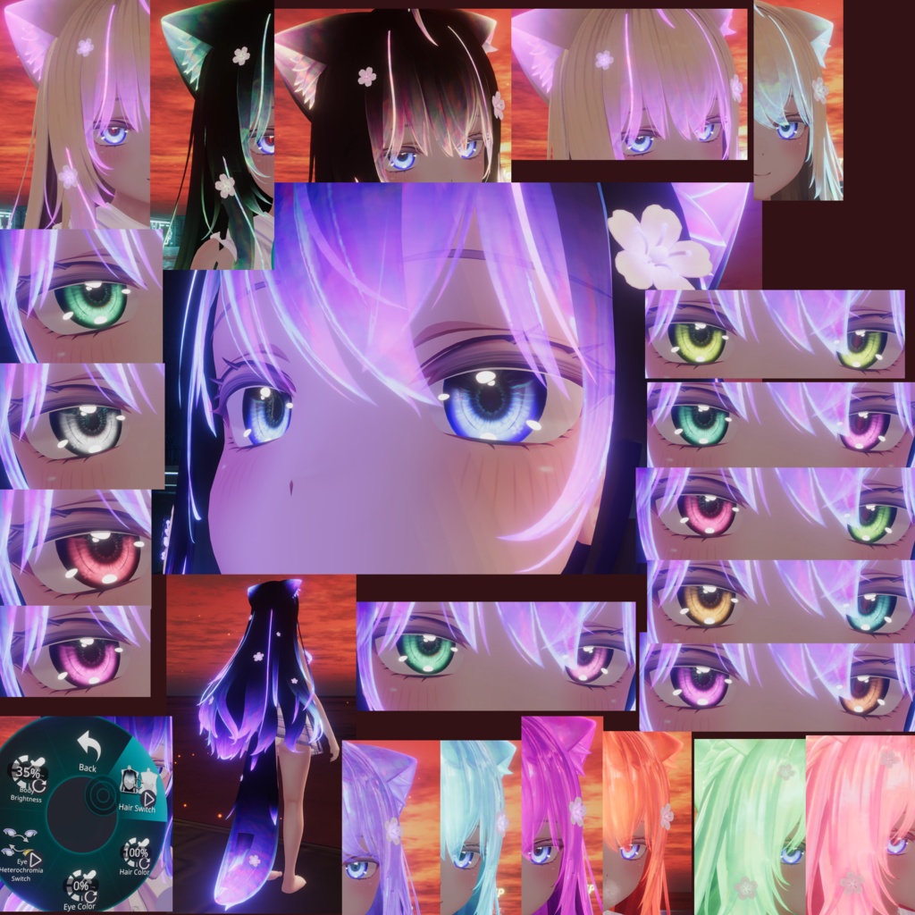 【萌(Moe) 用】目・髪・体素材/Eye hair and body material/Eye texture/Matcap/髪の切り替え効果 Moe eye hair and body Ver.1.00