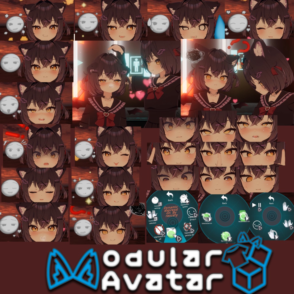 【ショコラ(Chocolat)用-MA対応】Chocolat dynamic expression Ver.1.00/Modular Avatar /ショコラの動的表情/Dynamic expression system