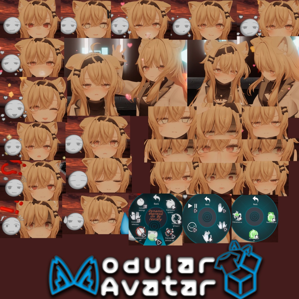 【エク(Eku)用-MA対応】Eku dynamic expression Ver.1.00/Modular Avatar /エクの動的表情/Dynamic expression system