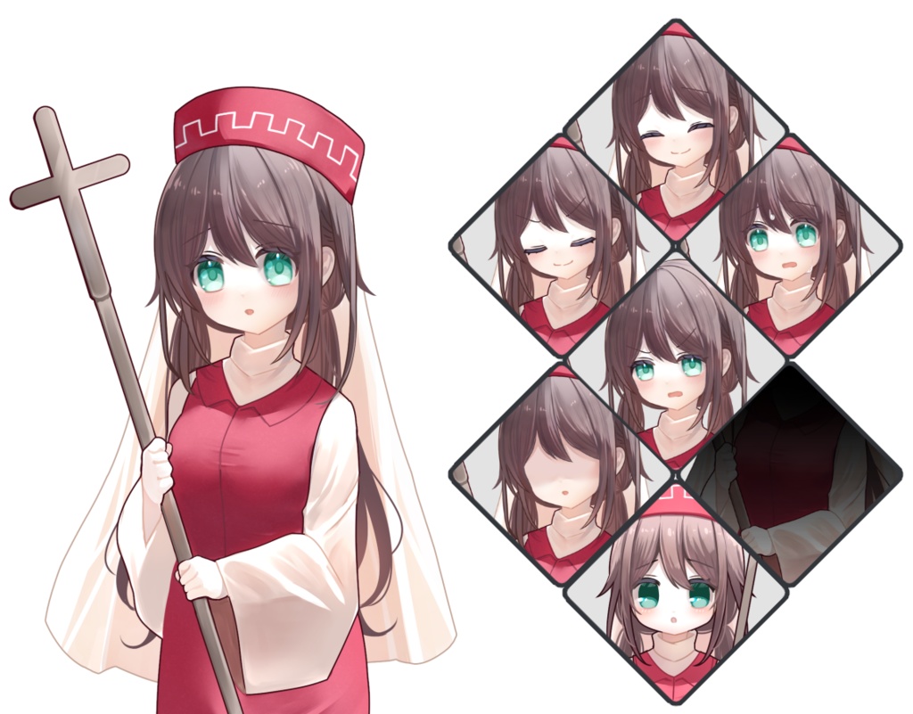 【無料/応援版】TRPGにオススメ!赤い法衣の見習い神官ちゃん(立ち絵)