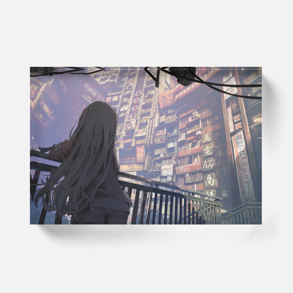 『アニマロイドガール』アクリルブロック / へんなまちとわたし