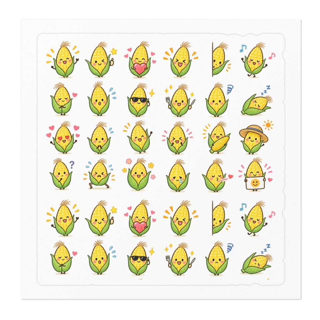 つぶつぶコーンのごきげんステッカー🌽