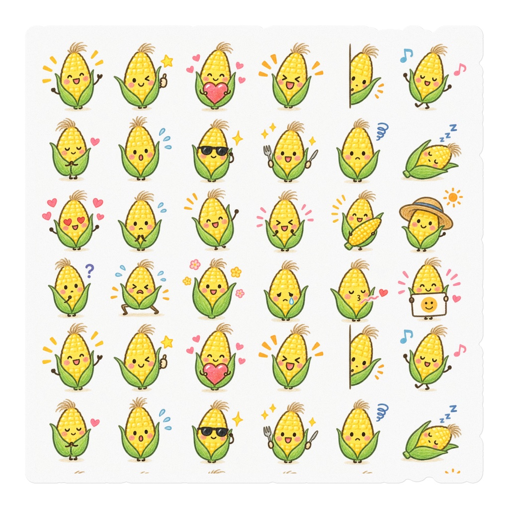 つぶつぶコーンのごきげんステッカー🌽クリアータイプ