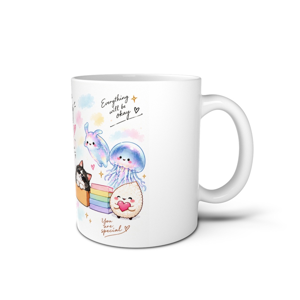 Good Vibes♡ほっこりKawaii Friends マグカップ｜癒しのパステルアート