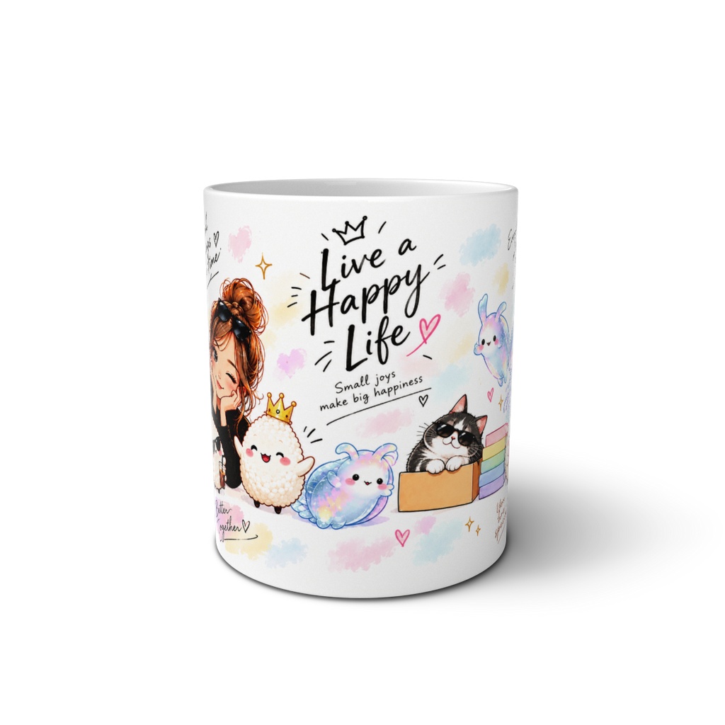 Good Vibes♡ほっこりKawaii Friends マグカップ|癒しのパステルアート