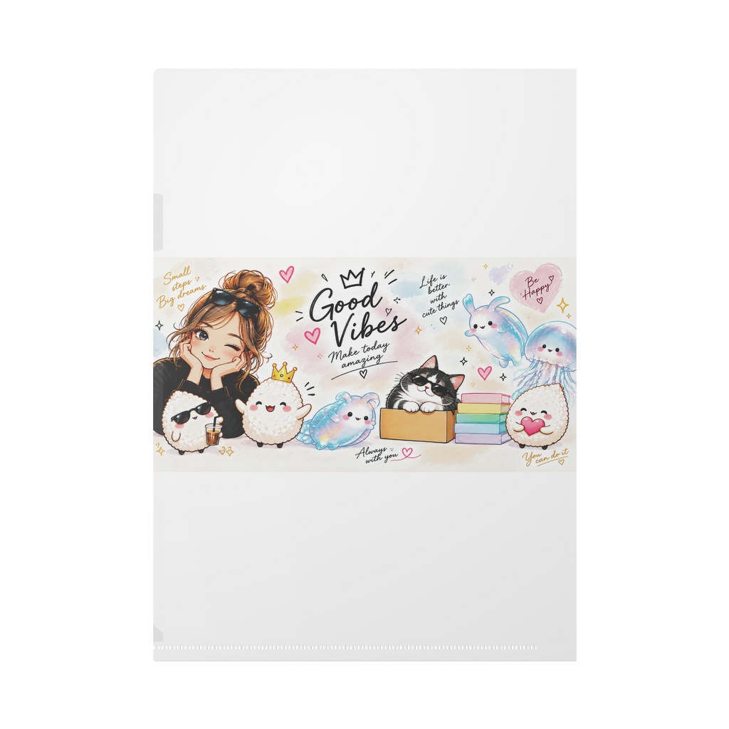 Good Vibes♡ ゆるかわFriendsのHappyクリアファイル|Cute & Colorful Days