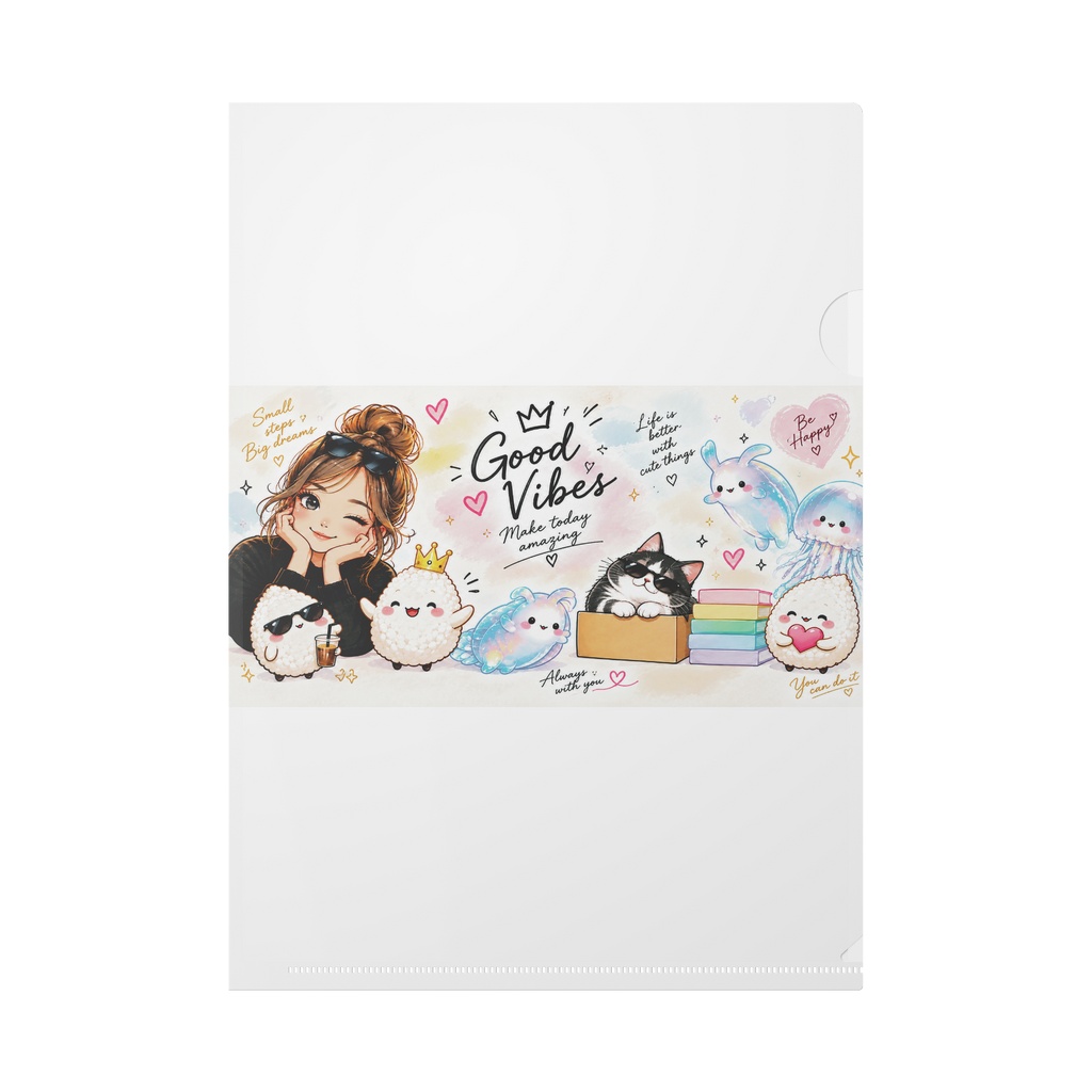 Good Vibes♡ ゆるかわFriendsのHappyクリアファイル|Cute & Colorful Days