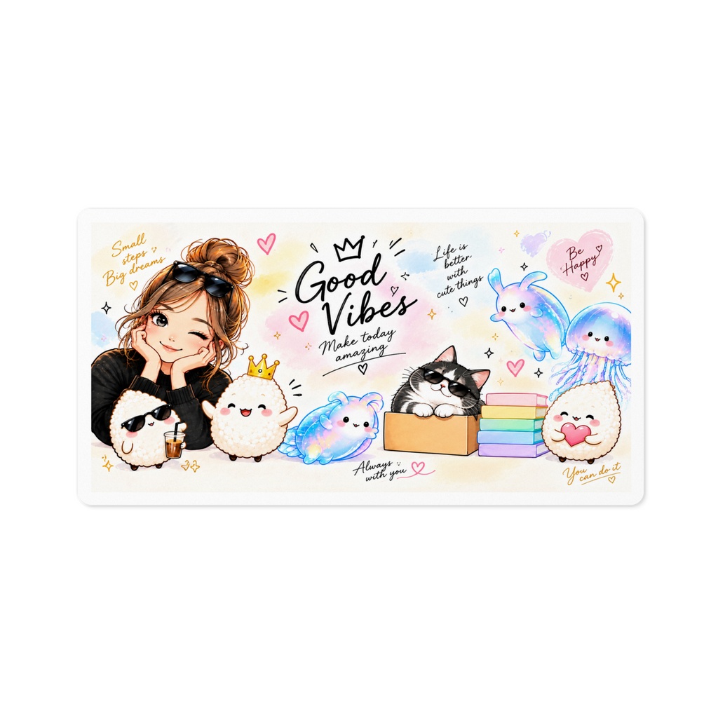 Good Vibes♡ ゆるかわFriendsのHappyステッカー｜Cute & Colorful Stickers
