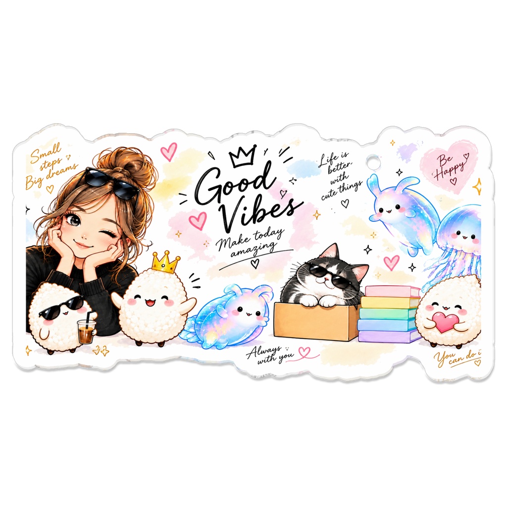 Good Vibes♡きらきらKawaii アクリルキーホルダー ✨ Cute Friends Collection