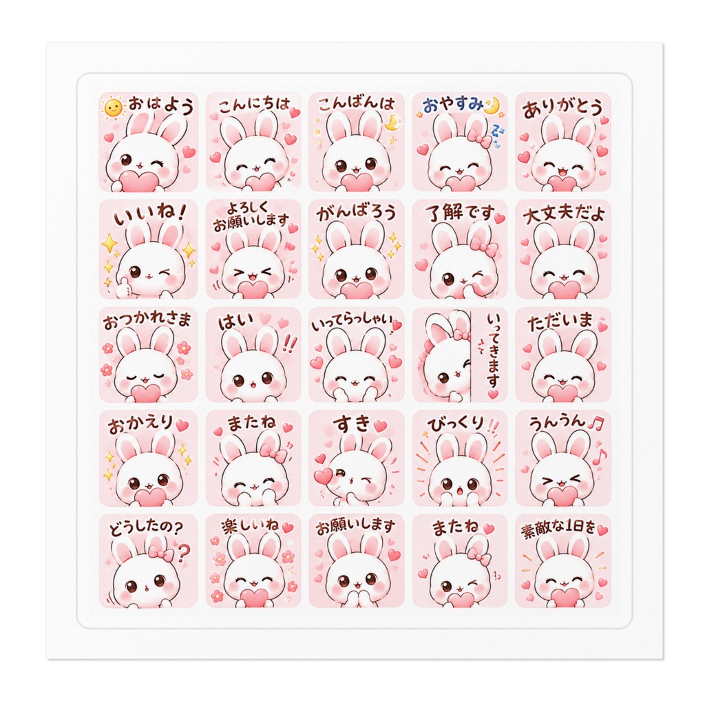 ふわふわうさぎのSweet Greetings♡|Kawaii Bunny Sticker