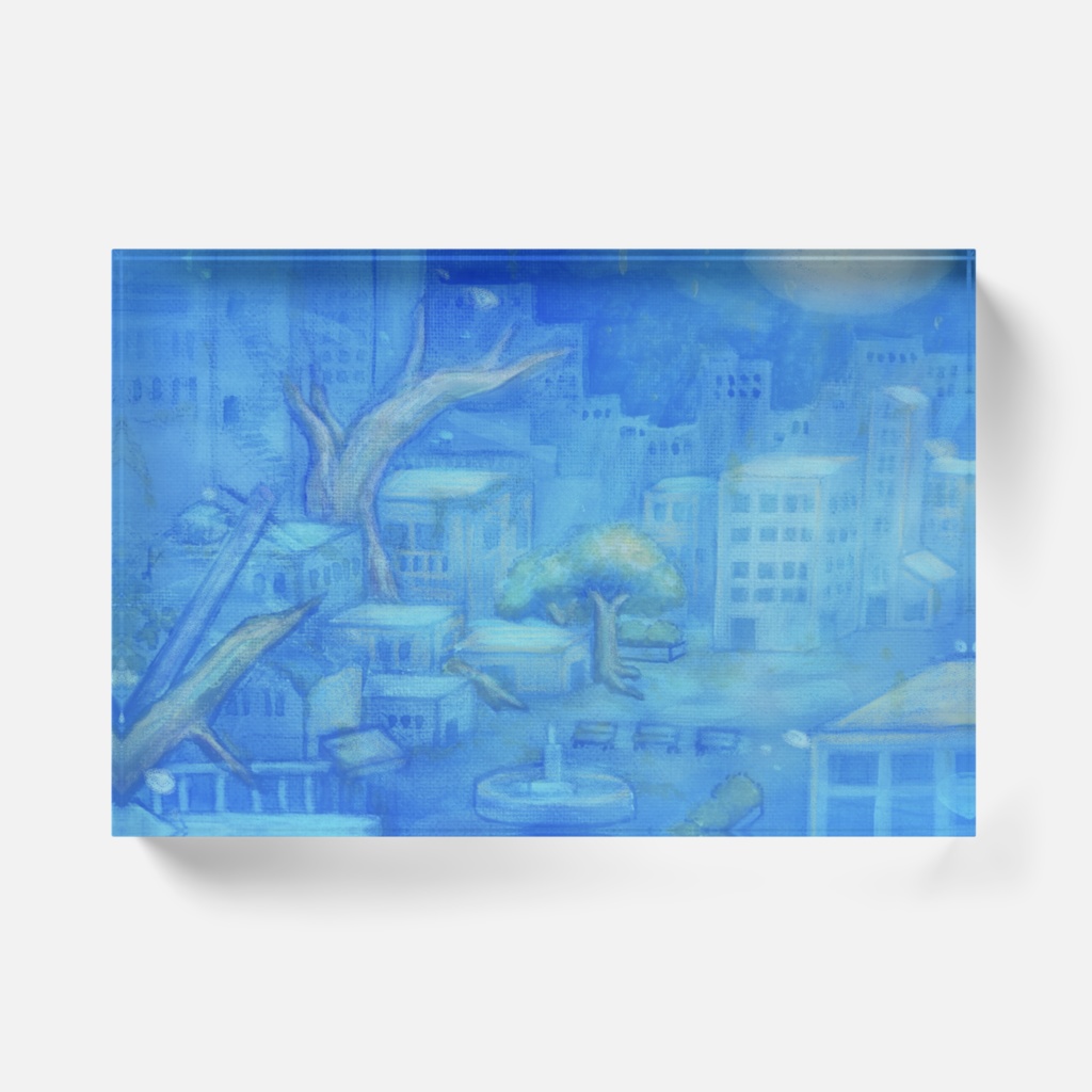 アクリルブロック-水没都市夜月光