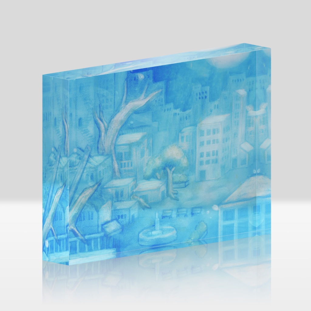 アクリルブロック-水没都市夜月光