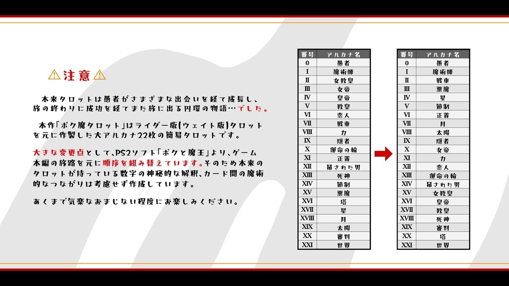 非公式ボク魔タロット/UNOFFICIAL OKAGE TAROT