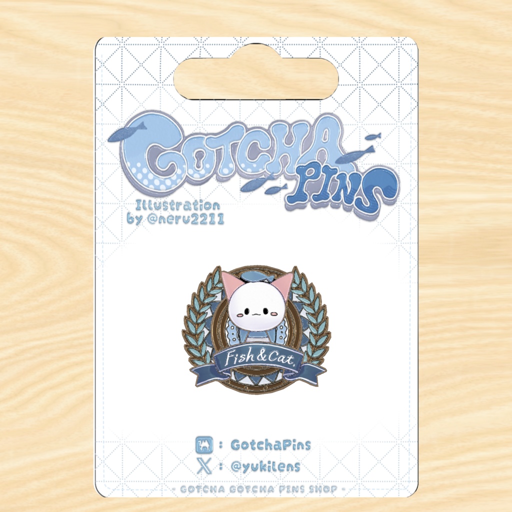 Fish＆Cat 3Dピンバッジ｜VRChat向け neru's Catシリーズ [GotchaPins]