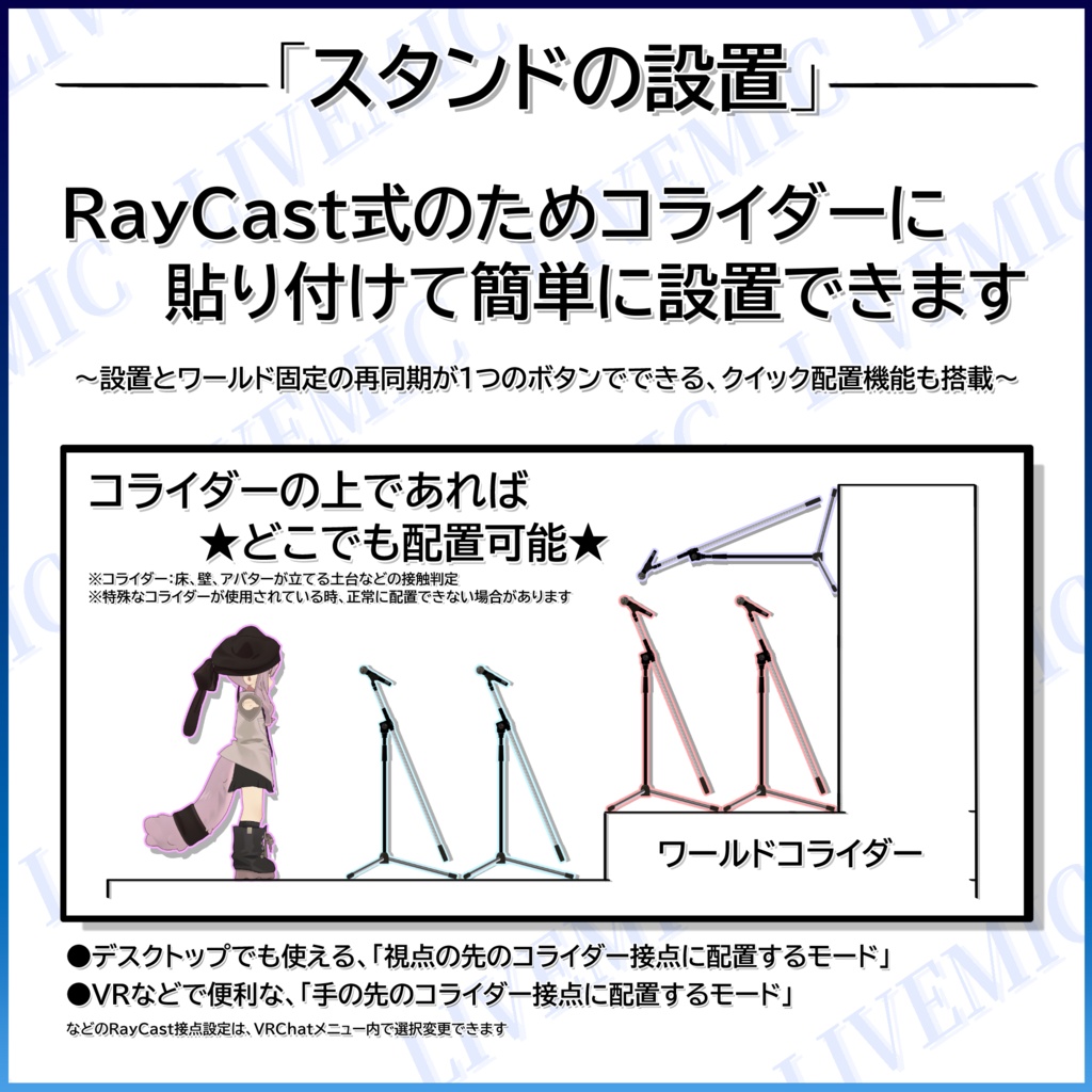 【✨SALE✨】「ライブマイク-LIVEMIC-」VRChat用アバター多機能マイクギミック