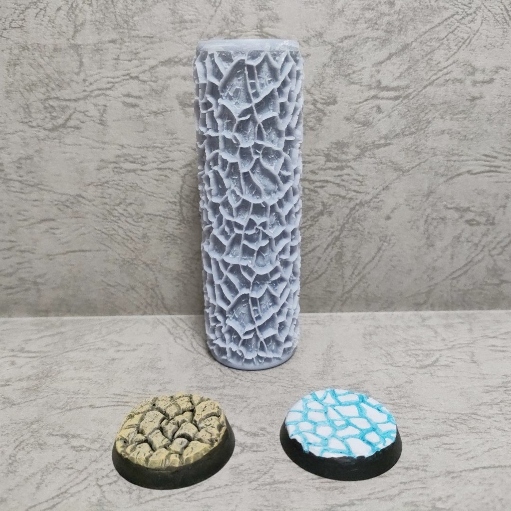 【3D出力品】ミニチュアベース用テクスチャローラー ひび割れた大地・大 