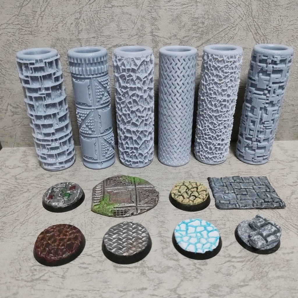 【3Dデータ】ミニチュアベース用テクスチャローラー 6本セット