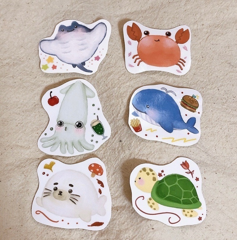 海洋生物フレークシール6枚セット