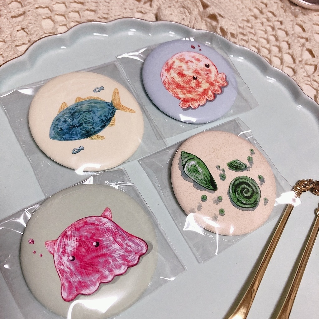 海洋生物缶バッジ4個セット
