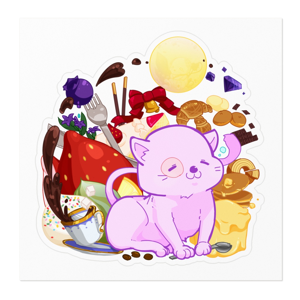 紫な猫ステッカー