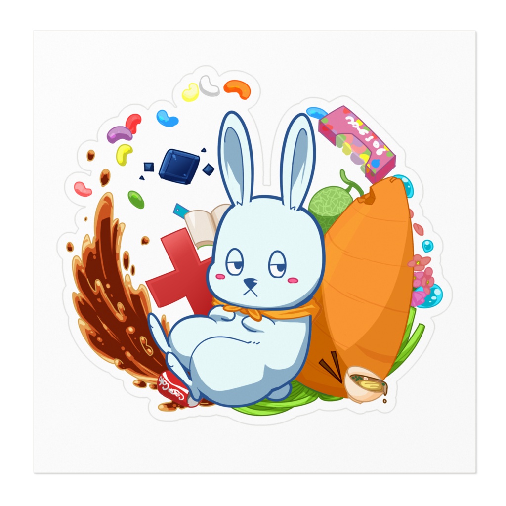 青い兎ステッカー