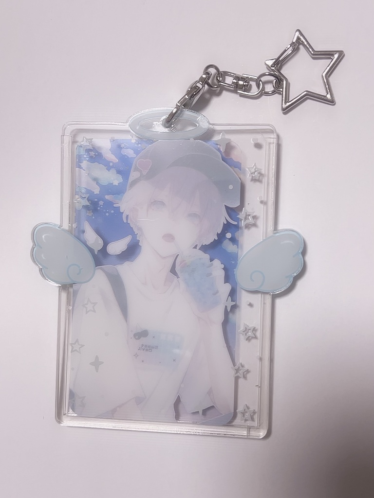 天使の羽の堕天使フォトカードケース/水色(絵柄入替可能)