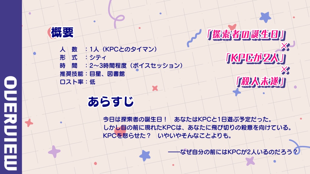 【CoC KPC分裂シナリオ】なぜか分裂したKPCに襲われて誕生日が命日になりそうな件 SPLL:E198846