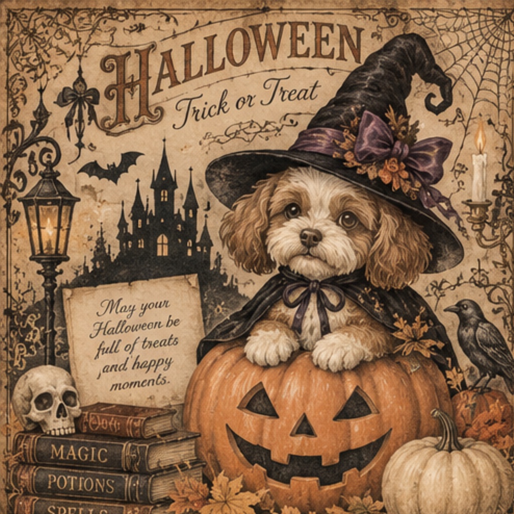 ハロウィン犬　デジタルペーパー5枚セット｜背景素材・デジタル手帳・壁紙・ラッピング