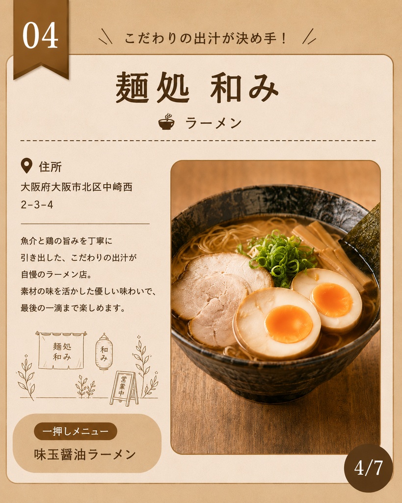 【Instagram投稿用テンプレート】おすすめの飲食店5選