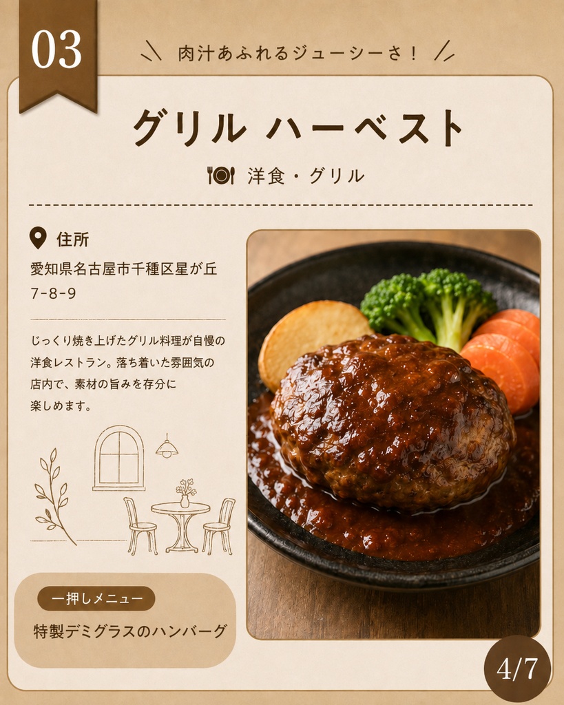 【Instagram投稿用テンプレート】おすすめの飲食店5選