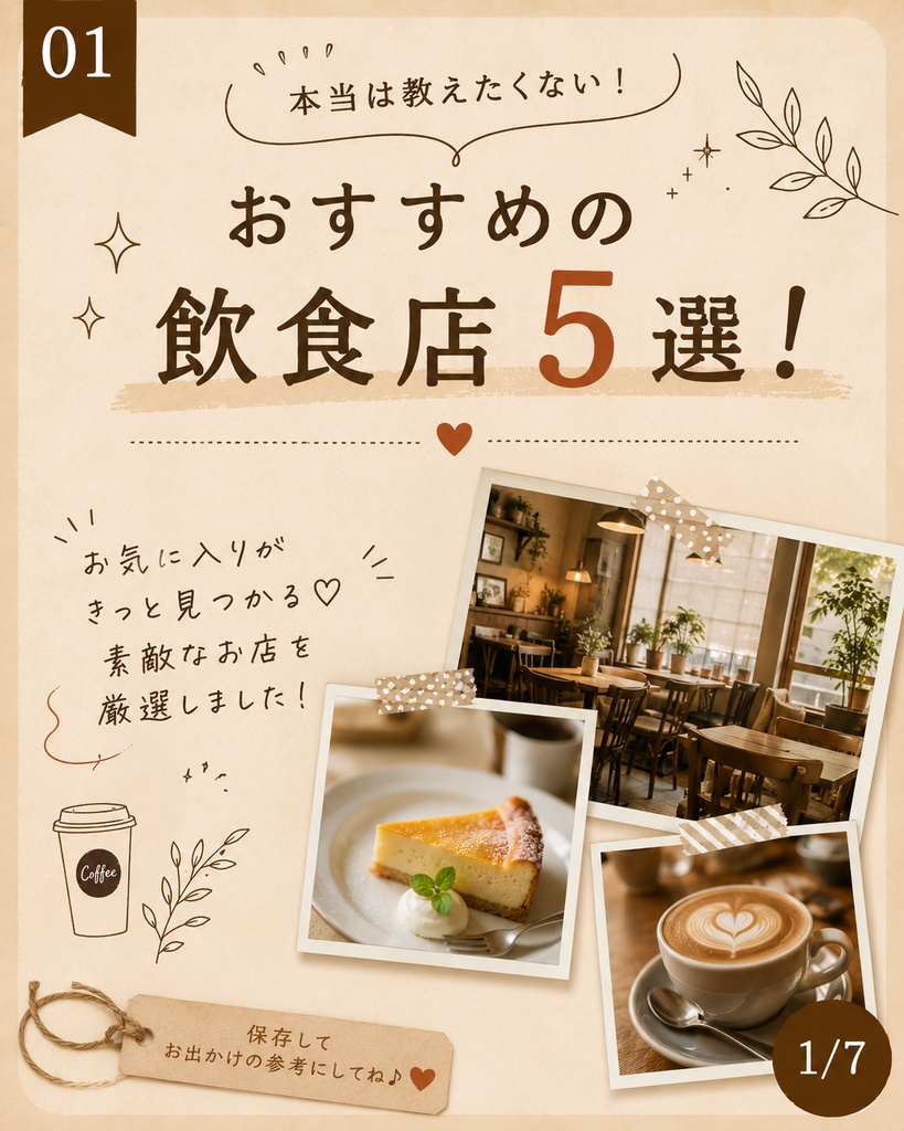 【Instagram投稿用テンプレート】おすすめの飲食店5選