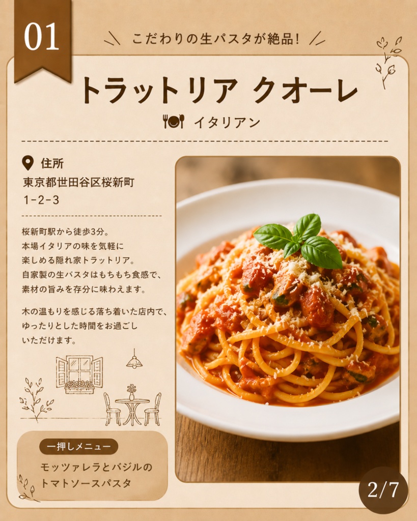 【Instagram投稿用テンプレート】おすすめの飲食店5選