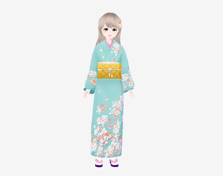 着物(桜ミント)|琴音・春のやさしい和装|VRoid用