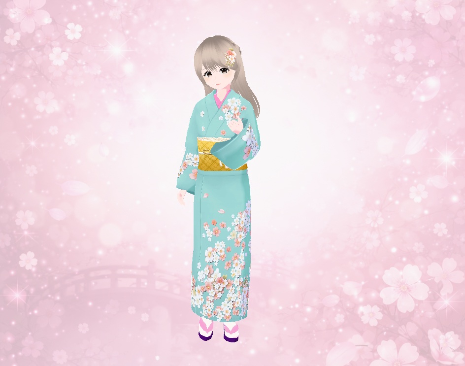 着物(桜ミント)|琴音・春のやさしい和装|VRoid用