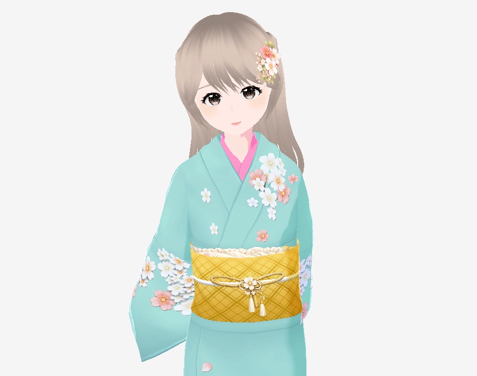 着物(桜ミント)|琴音・春のやさしい和装|VRoid用