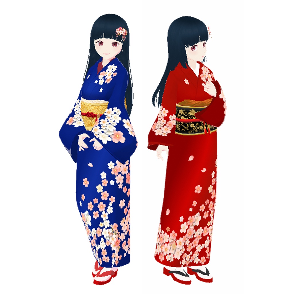 着物(桜ネイビー)|レイナ|Sakura Navy Kimono for VRoid