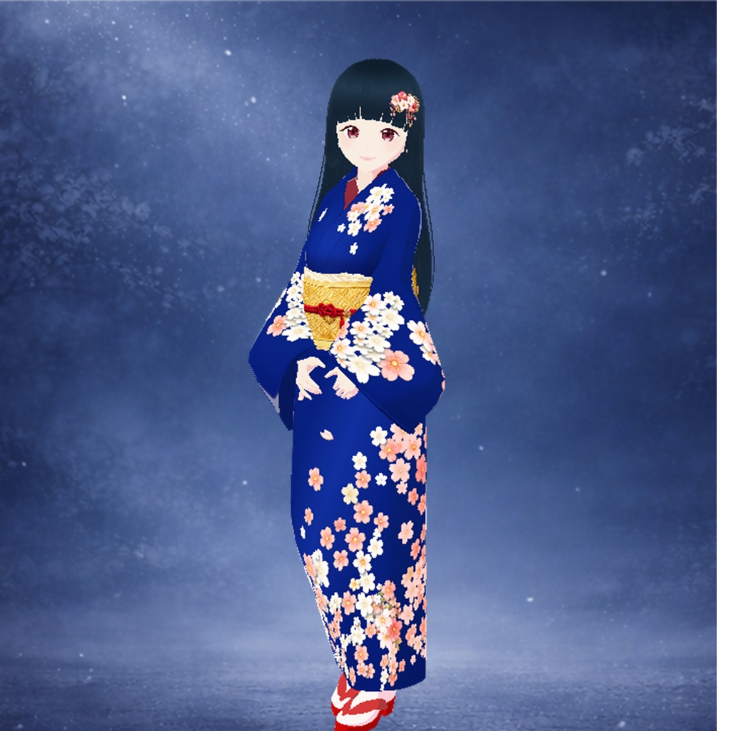 着物(桜ネイビー)|レイナ|Sakura Navy Kimono for VRoid