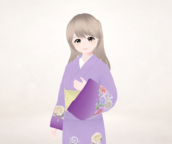 着物(牡丹ラベンダー)|琴音|Lavender Peony Kimono for VRoid