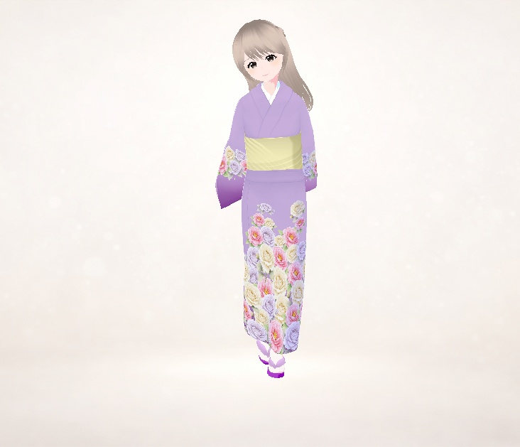 着物（牡丹ラベンダー）｜琴音｜Lavender Peony Kimono for VRoid