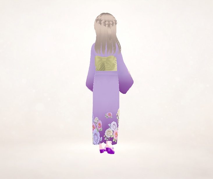 着物(牡丹ラベンダー)|琴音|Lavender Peony Kimono for VRoid
