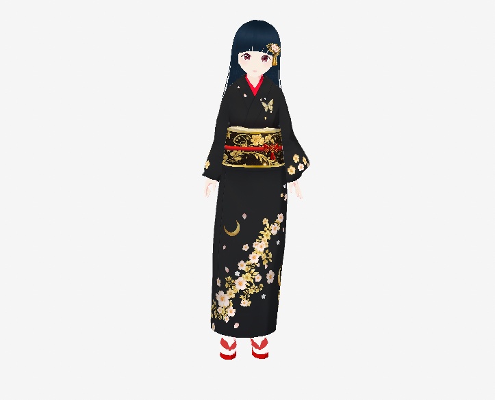 着物（桜ミッドナイト）｜レイナ｜Midnight Sakura Kimono for VRoid