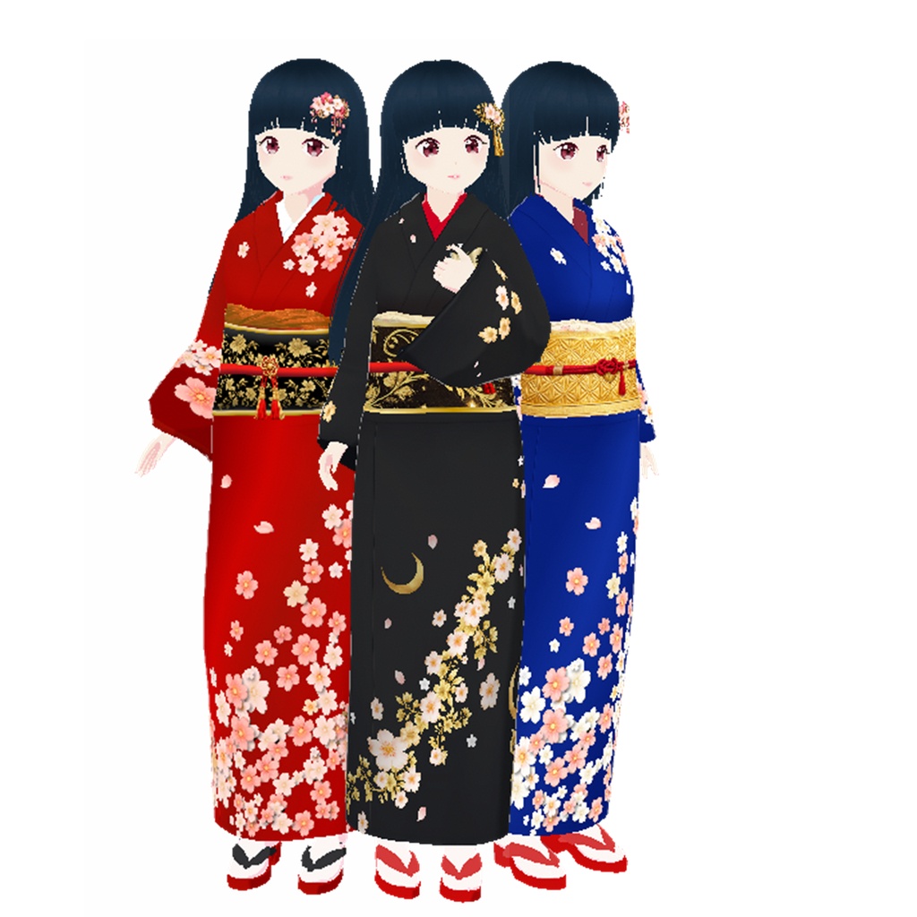 着物(桜ミッドナイト)|レイナ|Midnight Sakura Kimono for VRoid